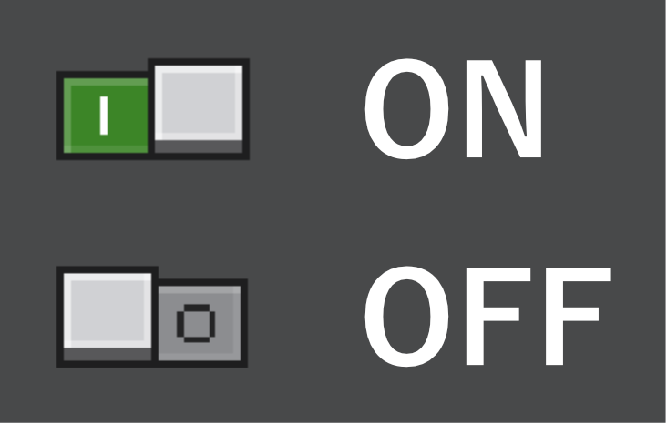 統合版の設定画面におけるONとOFFのスイッチ